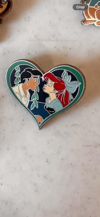 Disney Accessories - Disney The Little Mermaid Prince Eric and Ariel Kiss the Girl Heart Enamel Pin